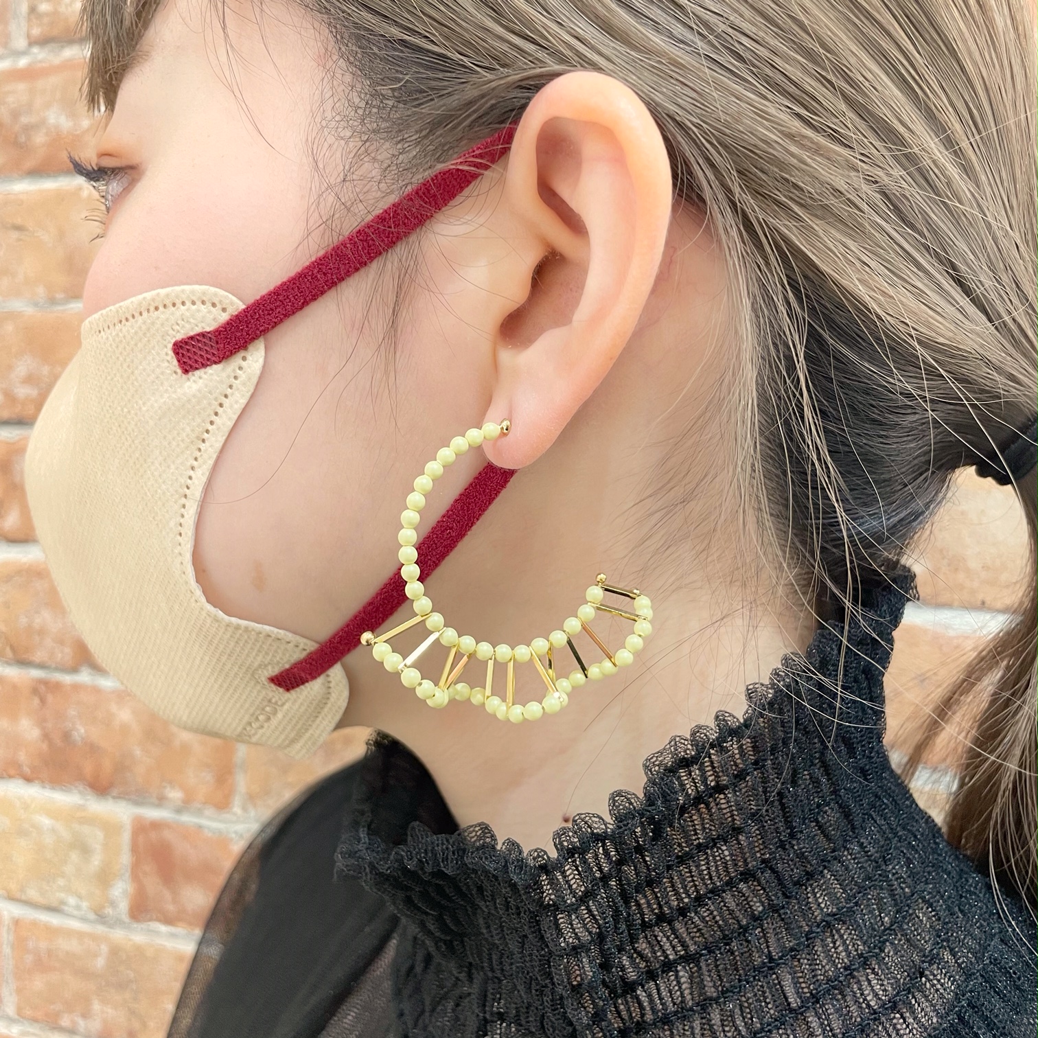 淡水パール フリル　フープピアス　CAD アッシュペーフランス　２個セット まるでお洋服のように纏うジュエリー。【C.A.D.（シー.エー